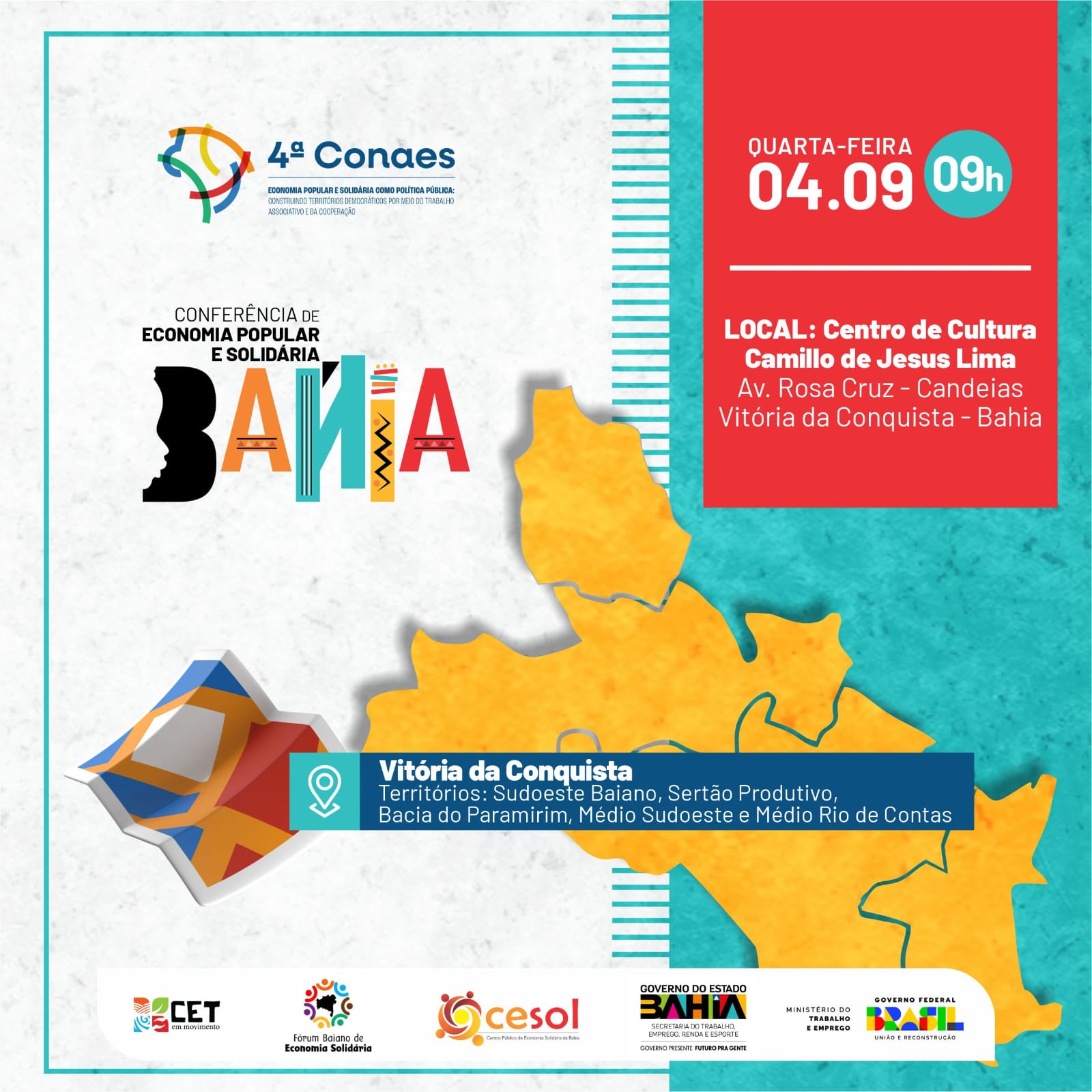 Vit�ria da Conquista sediar� a 4� Etapa Interterritorial da Confer�ncia de Economia Popular e Solid�ria