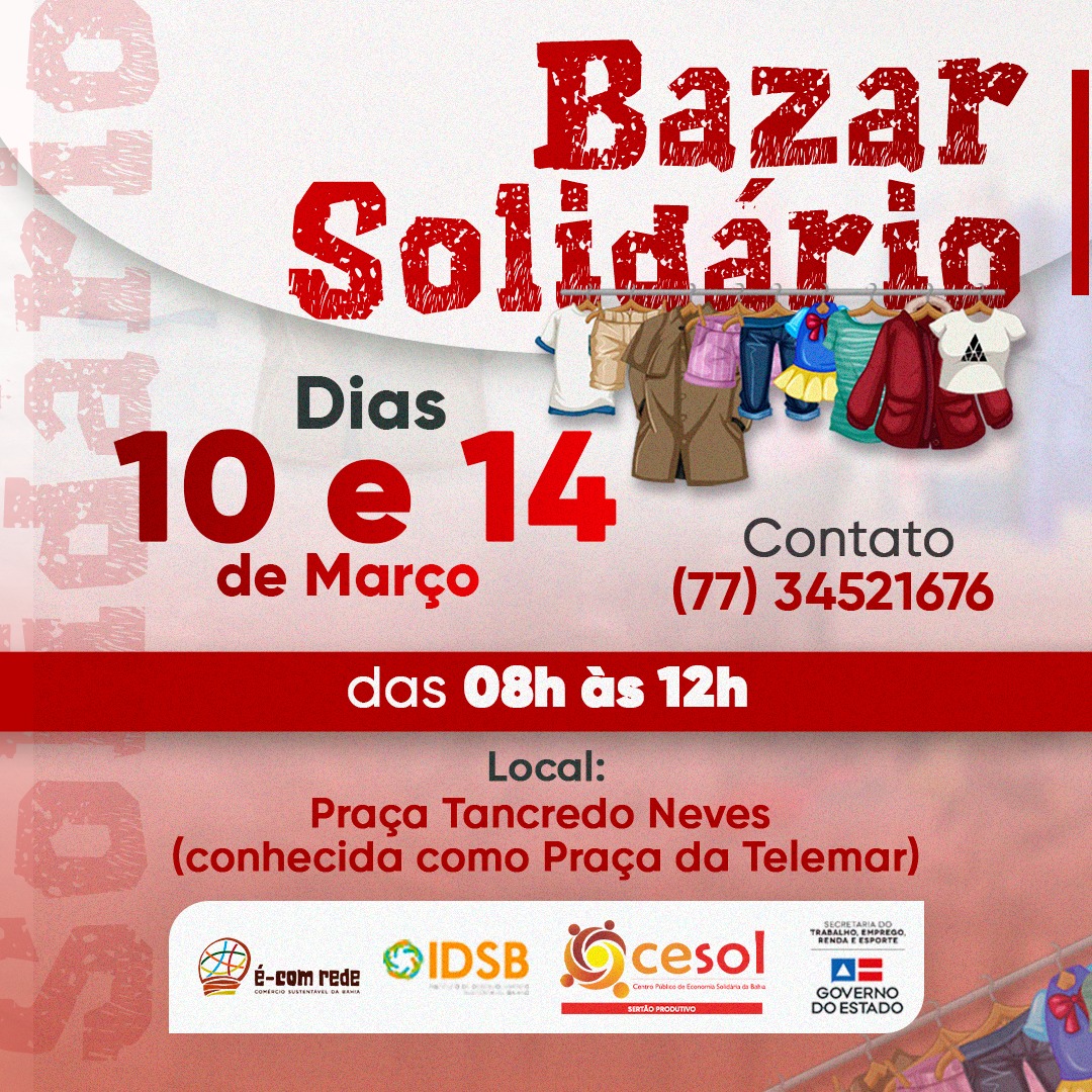 Empreendimentos realizar�o Bazar Solid�rio em Guanambi 