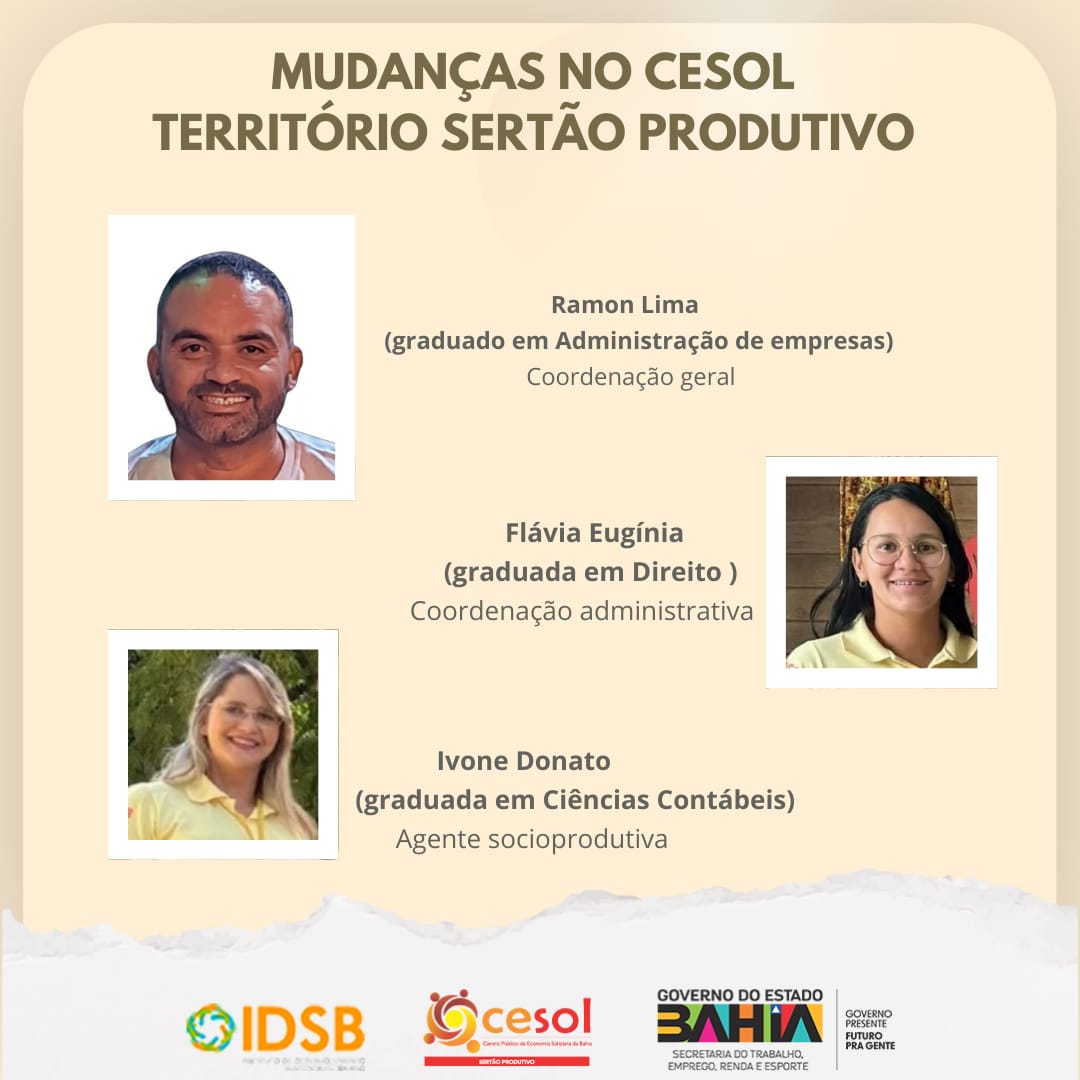 Comunicado aos empreendimentos assessorados, institui��es parceiras, amigos do IDSB/CESOL/SETRE.