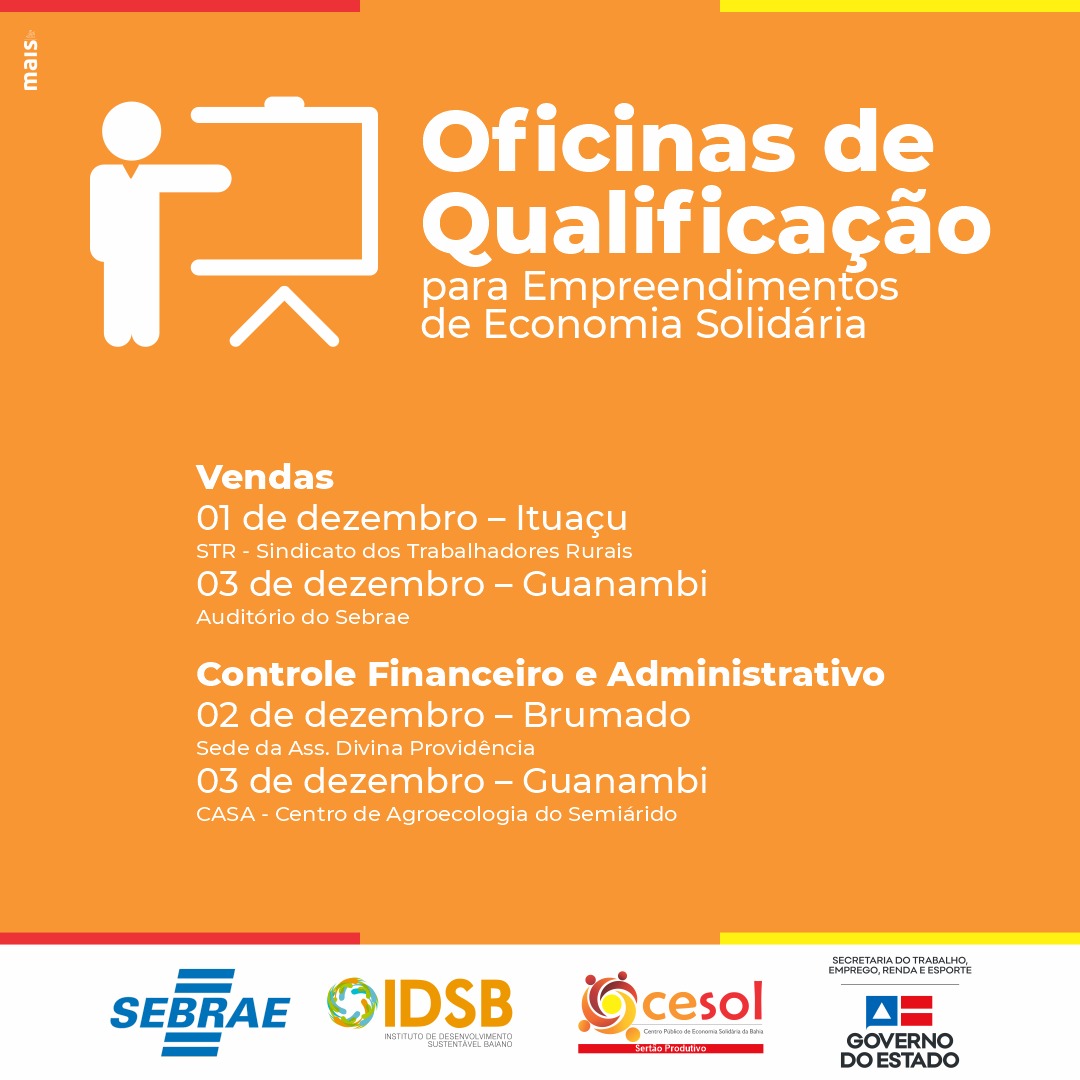 Cesol Sert�o Produtivo realizar� oficinas de qualifica��o sobre vendas e controle financeiro 